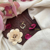 Vriksham Oval & Dot Style Press Naths/Nose Pin-Red White & Green-G20745